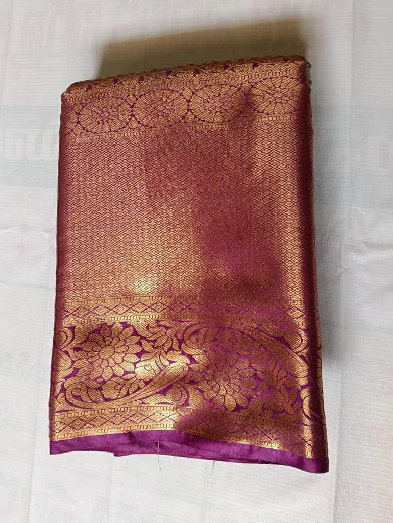 Green and Red Kanjivaram Silk Saree With Blouse Piece view 2