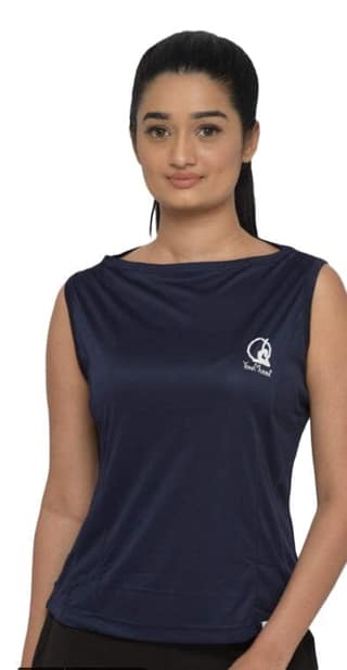 Yoni Mudra Women's Sleeveless Boat Neck Top Side Panel for Gym or Yoga