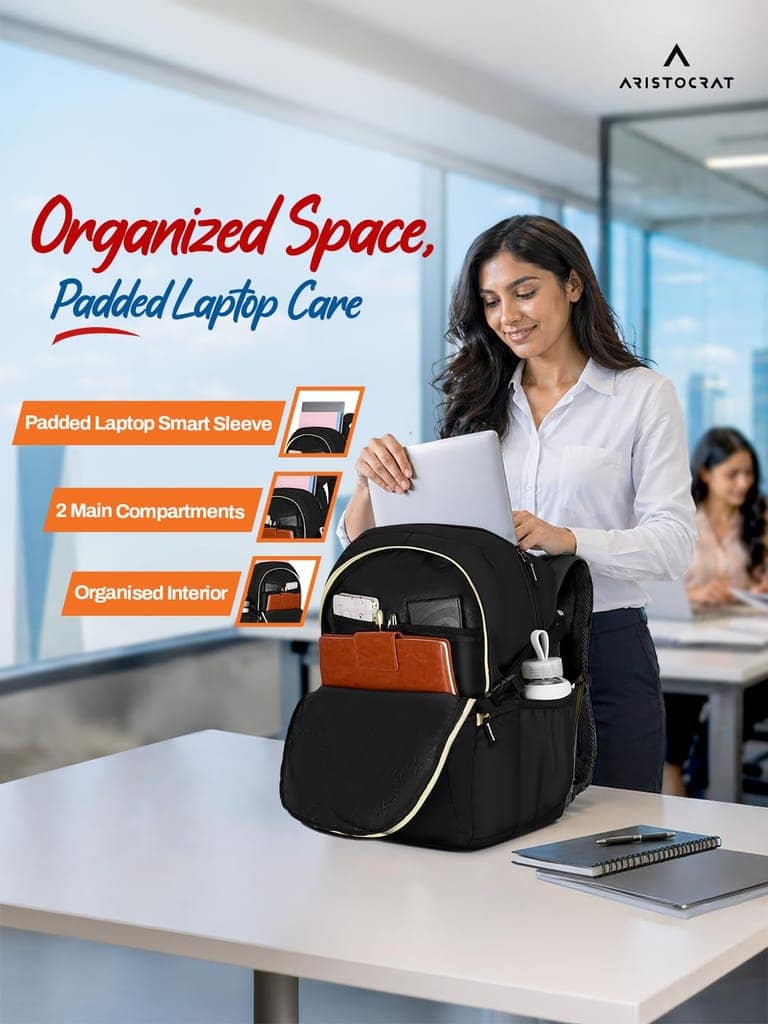 Chip 15.6" Compatible Laptop Backpack 32L | 2 Compartments with Quick-Access Front Pocket | Tablet Sleeve, Rain Cover & Bottle Holders | Office & Casual Backpack for Men & Women view 3