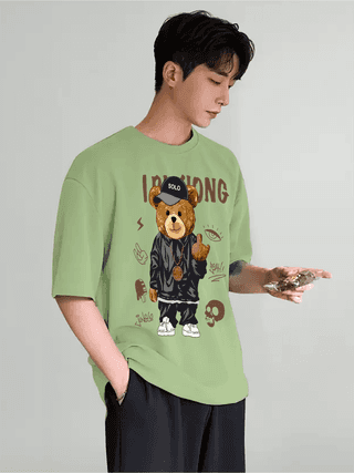 SCOTT FINCHER Men's Streetwear Hip Hop T-Shirt, Casual Short Sleeve Graphic Tee, Summer Loose Fit Cotton T-Shirt, Hipster Street Style T-Shirt : AA(ARN)LGREEN_64