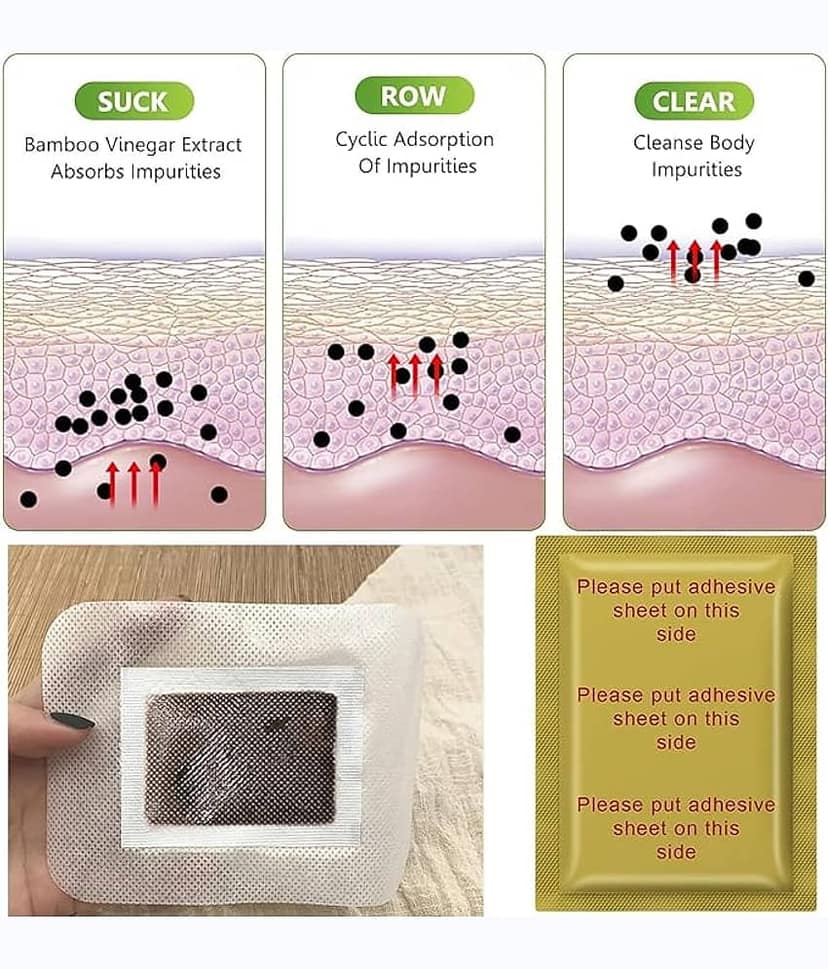 Dust N Shine Detox Foot Pads with Adhesive Sheets, Natural Cleansing Patches 10pcs view 2
