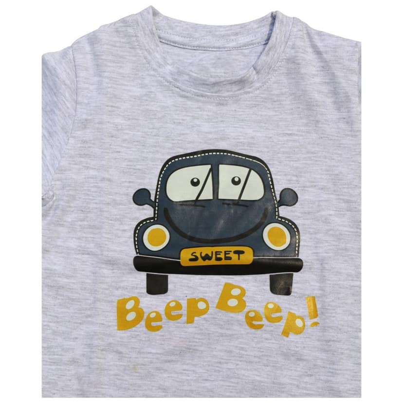Baby Girl & Baby Boy Regular Fit | 100% Cotton | Short Sleeve Printed T-Shirt (Grey) view 2
