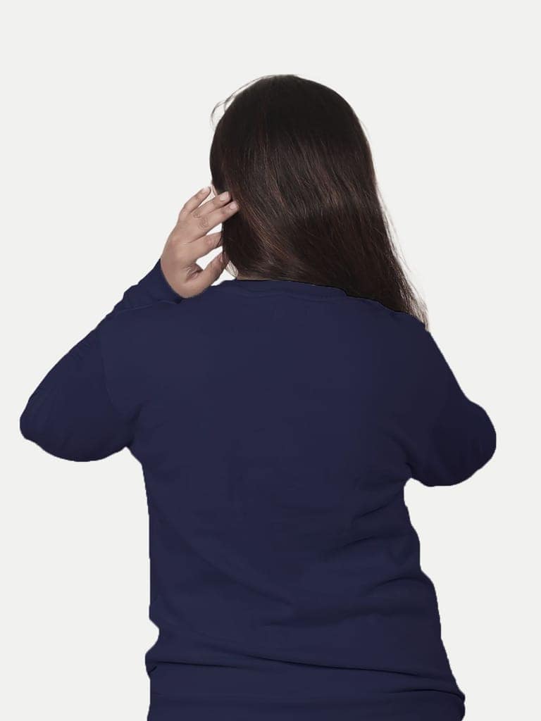 Women Solid Navy Pullover view 4