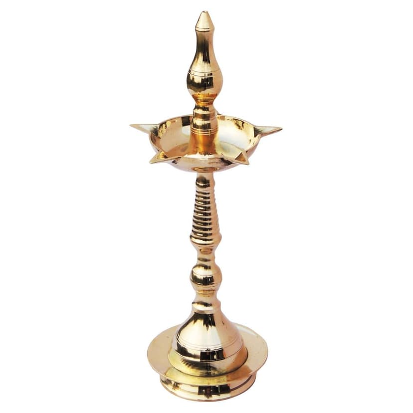 Brass Kerala Fancy Deepak, Oil Lamp No. 10 - Handcrafted Deepak for Puja Room, Height : 12.8 Inch (FMAS642 D) view 2