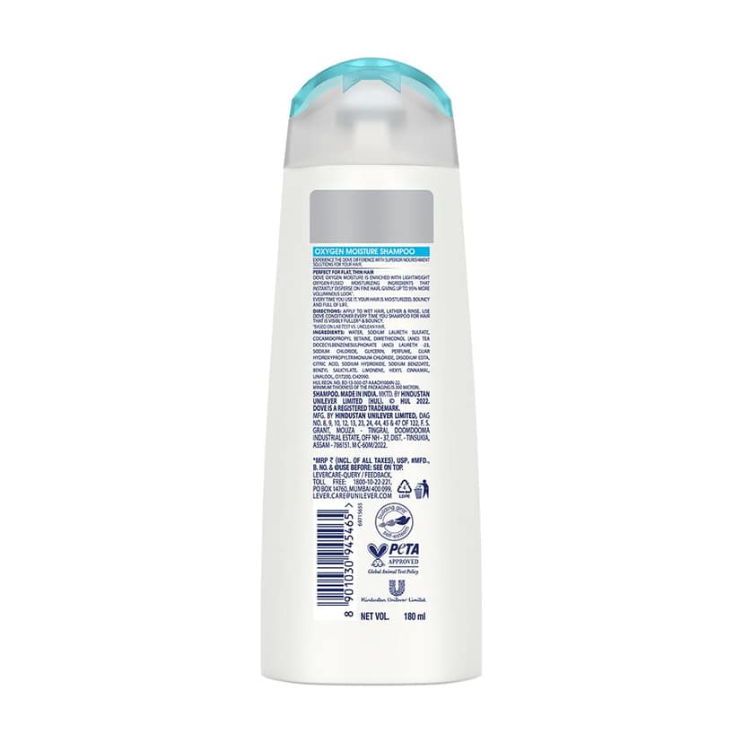Dove Oxygen Moisture Shampoo, 180 Ml view 2