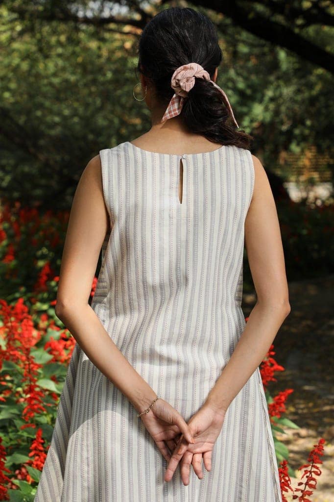 Arka Cotton Off-White Striped Dress view 7