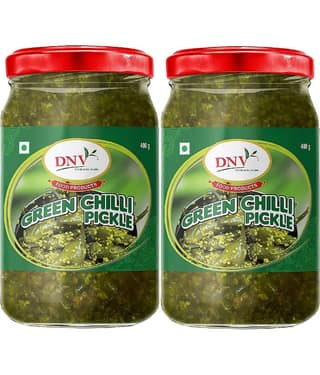DNV Green Chilli Pickle 400 g Pack of 2