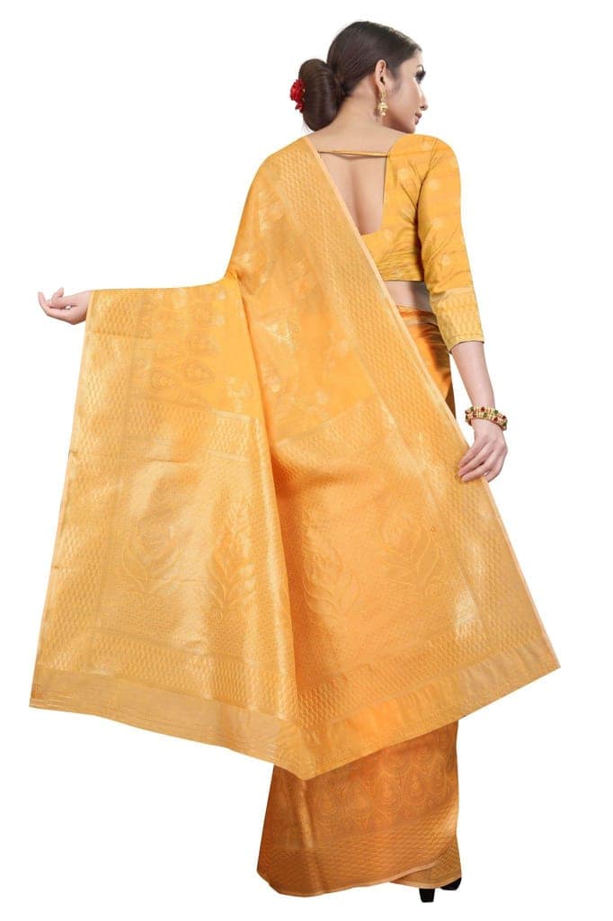 Silk Zone Women's Jamdani Cotton Woven Silk Saree with Blouse Piece view 3