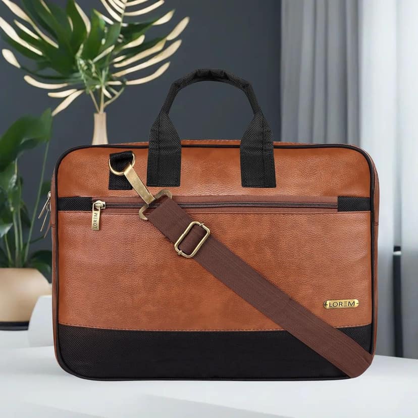 LOREM Tan Color faux leather 10L Messenger Bag For Men & Women BG82 view 2