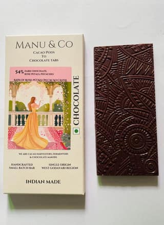 54% Dark Chocolate With Rose Petals & Pistachio