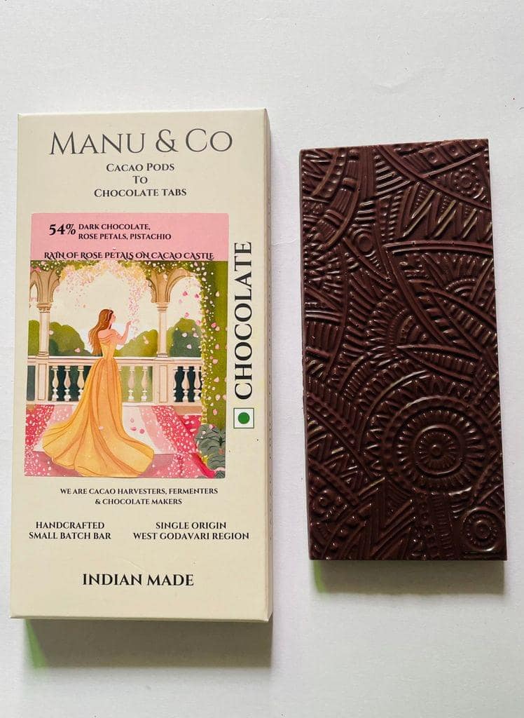54% Dark Chocolate With Rose Petals & Pistachio