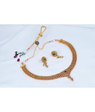 ROFARWORD Gold Brass Necklace Set ( Pack of 1 )