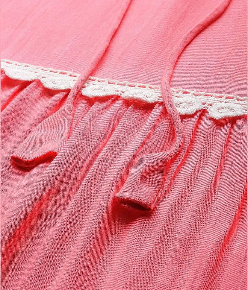 The Dry State Women Rayon Solid Fit & Flare Dress ( Pink ) view 2