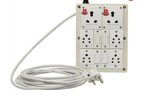 INDRICO? Polycarbonate Heavy Duty 2 Socket 15/16 Ampere, 4 Socket 6 Ampere, 4 Switch 6 Ampere 1.5mm 3 Core Wire Extension Board (White)