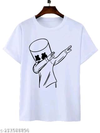 Men's White Cotton Blend Round Neck Half Sleeve Printed T-Shirt