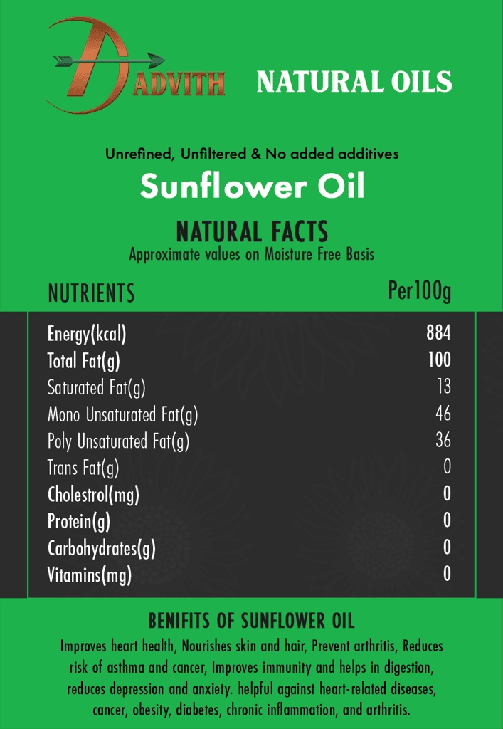 Advith Natural Oils Wood Cold Pressed 100% Pure Sunflower Oil, 1 Liter view 4