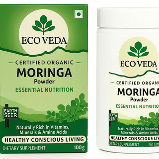 Eco Veda Certified Organic Moringa Powder - Essential Nutrition, Vitamins & Minerals