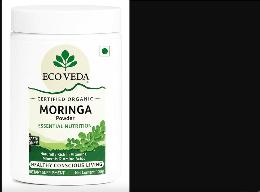 Eco Veda Certified Organic Moringa Powder - Essential Nutrition, Vitamins & Minerals view 2