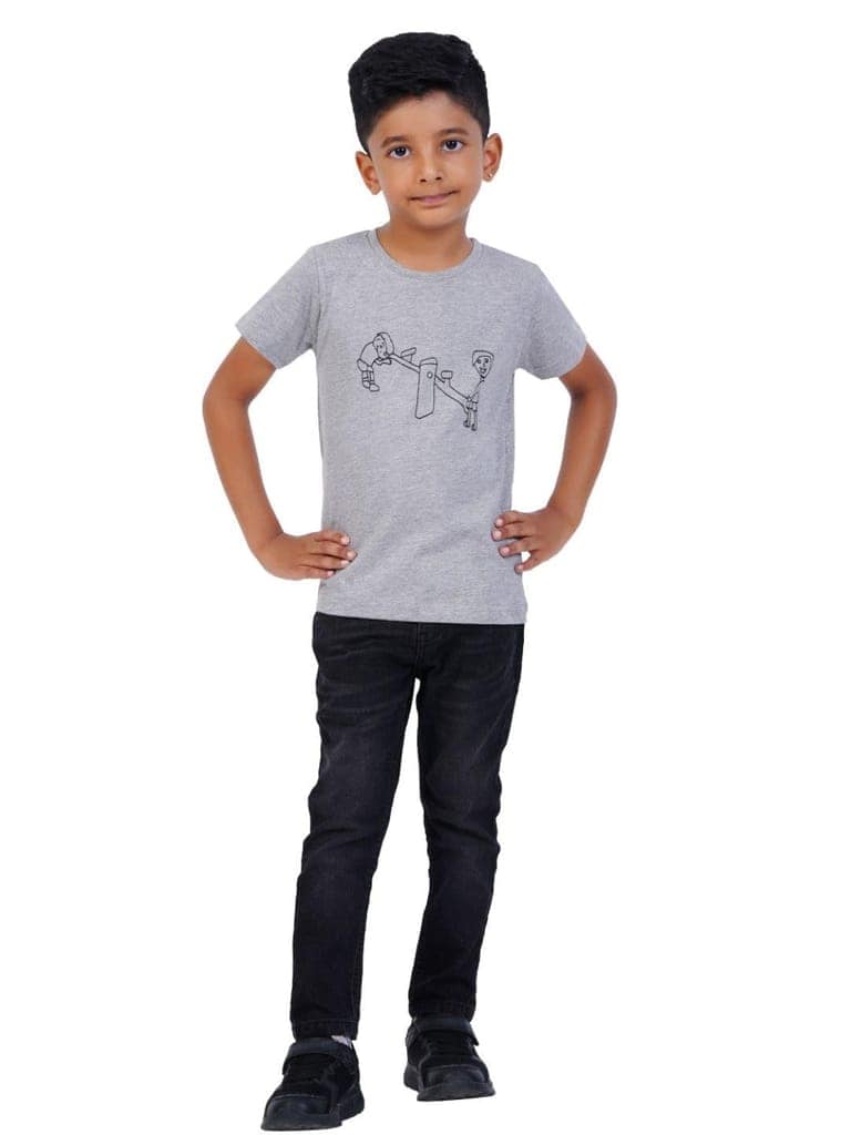 AIR GARB Boys Round Neck Printed Cotton T-shirt for 6-7 Years - Pack of 2 (K67-SG-CB) Multicolour view 4
