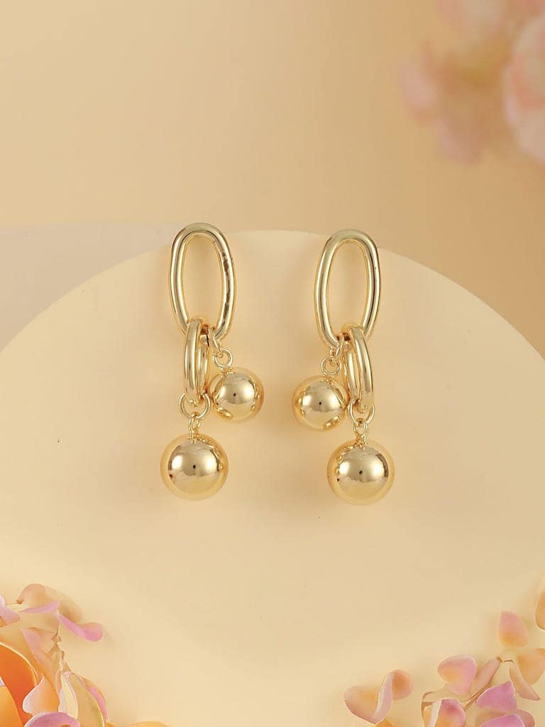 Anti-Tarnish 18k Gold Plated Dangling Orb Earrings view 2