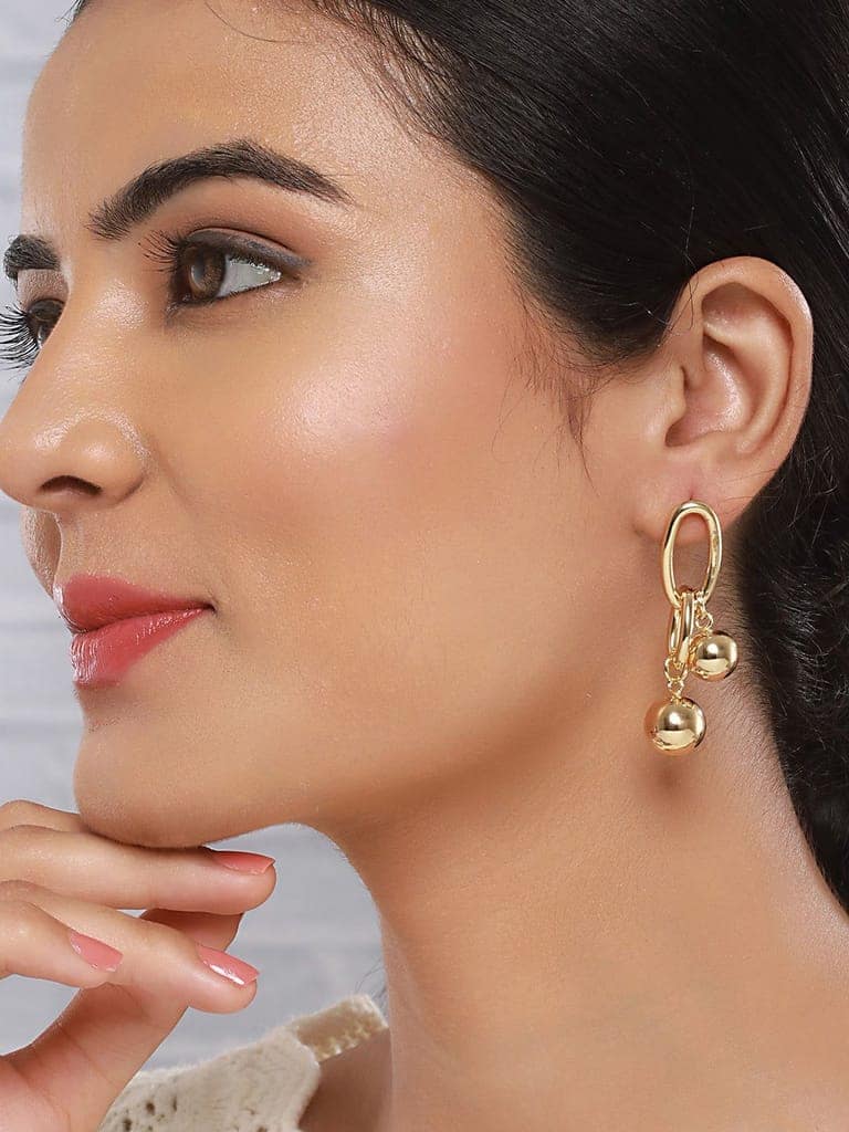 Anti-Tarnish 18k Gold Plated Dangling Orb Earrings view 4