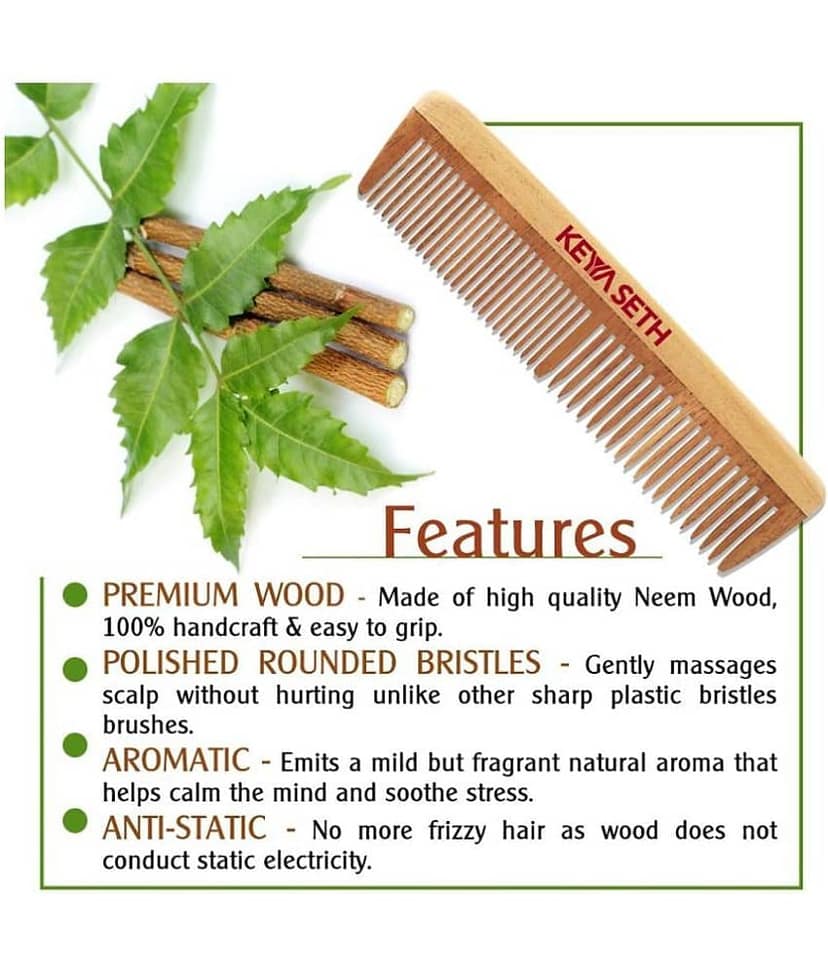 Keya Seth Aromatherapy Organic Neem Wooden Comb Styler Pack of 2 view 2