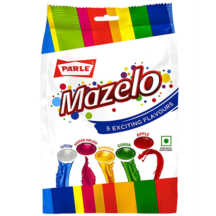 Parle Mazelo Assorted Candies - Litchi, Watermelon, Banana, Guava & Apple, 198 G view 2