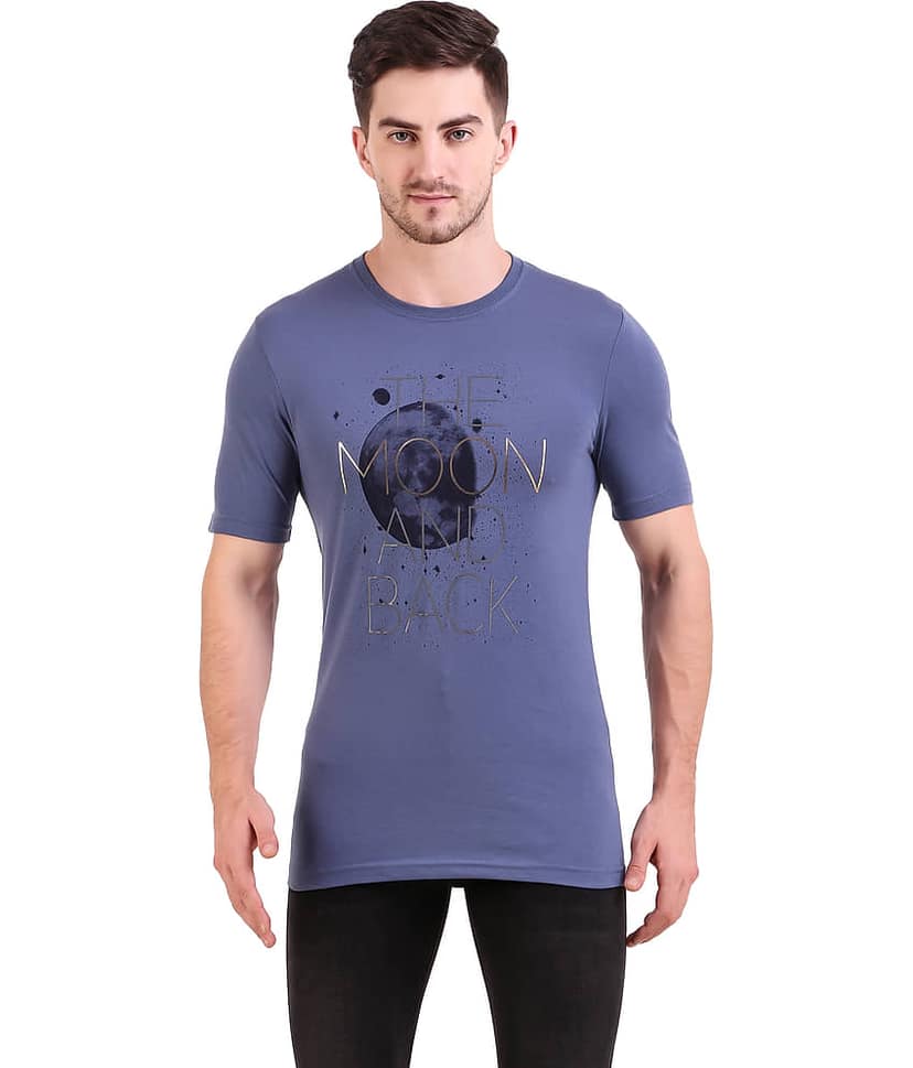 Bravezi Pack of 1 Cotton Blend Slim Fit Men's T-Shirt ( Blue )