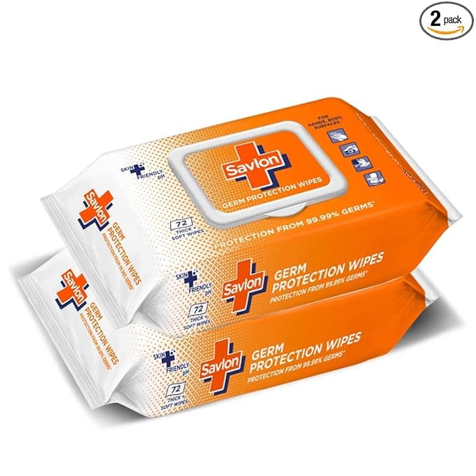 Savlon Germ Protection Multipurpose Thick & Soft Wet Wipes With Fliptop Lid, 72 pcs
