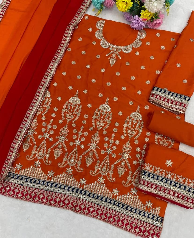 Trendy Green Chinon Sharara Suit for Women Festival Wear view 3