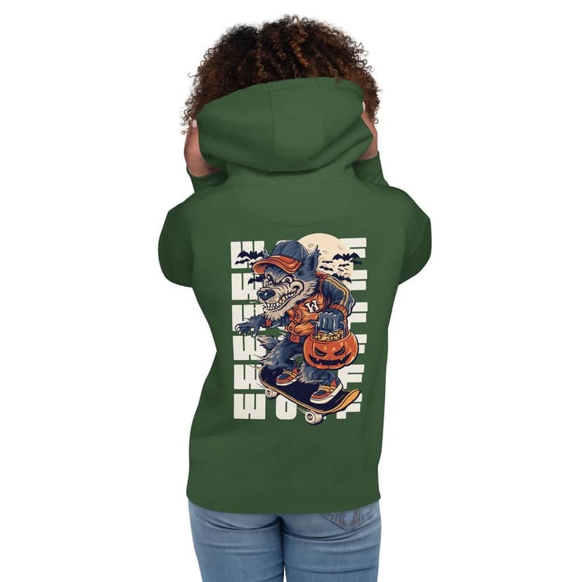 Clothikoo Premium Hoodie (Bottle Green Colour, Wolf Print) view 10