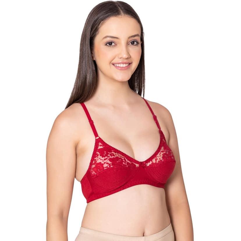 Bodycare polycotton wirefree adjustable straps designer net cup non padded bra-1535BB view 3