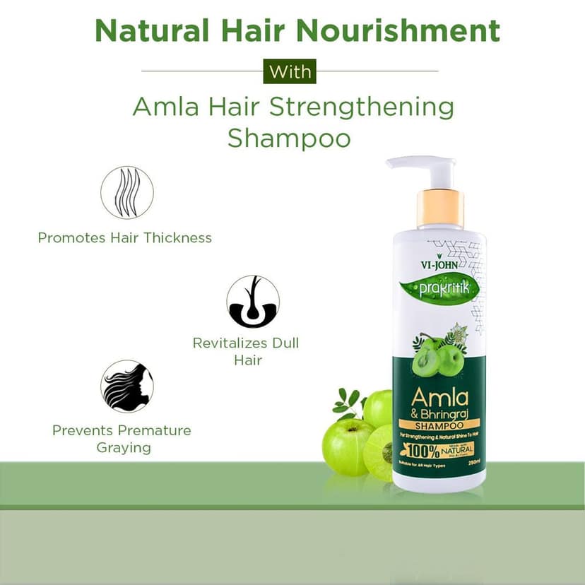 VI-JOHN PRAKRITIK Amla & Bhringraj Shampoo For Strengthening, Made With 100% Natural Bio Actives (250 ml) view 7