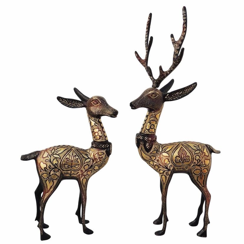 Luxury Brass Deer Pair Decorative Idol for Living Room, Height : 20.5 Inch (ANMAS055 B) view 2