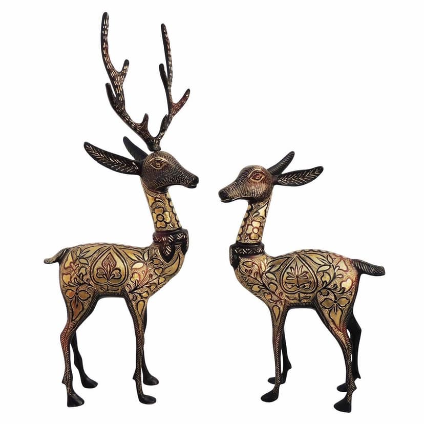 Luxury Brass Deer Pair Decorative Idol for Living Room, Height : 20.5 Inch (ANMAS055 B) view 3