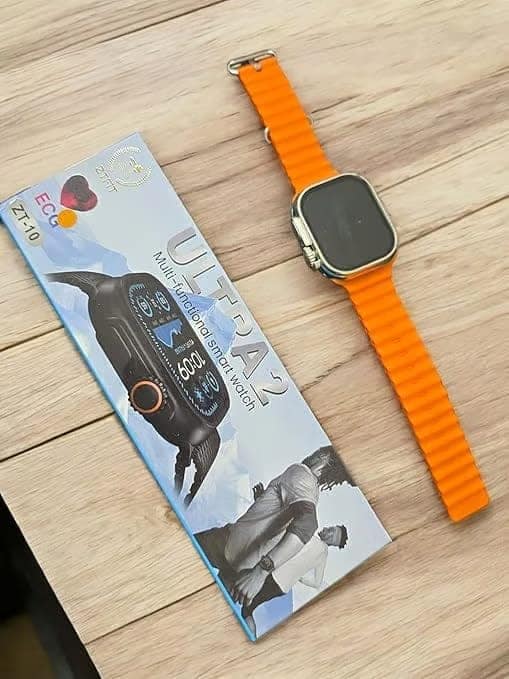 T800 Ultra Smart Watch 1.99" HD Display with Bluetooth Calling, Sports Modes & Fitness Tracker (Orange Strap) view 3