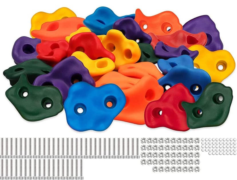 REZNOR Multisize Large Rock Climbing Holds Play Set for Kids, Adult Wall Climbing Stone for DIY Children Playground Wall/Wood Block, Multicolor