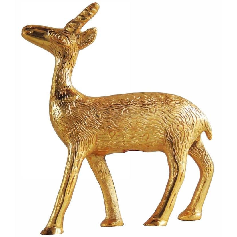 Gold Finish Aluminium Deer Statue for Living Room Decor, Height : 8 Inch (ASMAS216 G) view 2