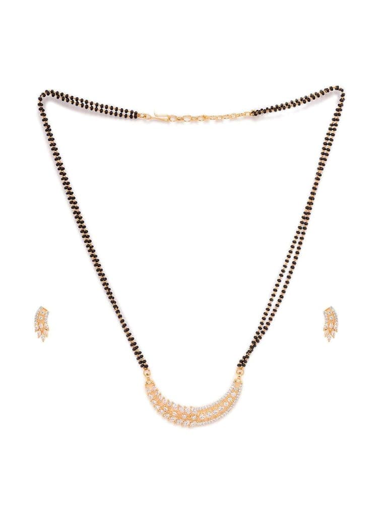 Gold Plated Black Beads AD Studded Designer Mangalsutra Combo Earrings Set view 4