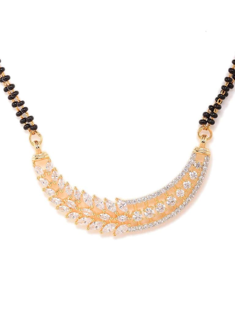 Gold Plated Black Beads AD Studded Designer Mangalsutra Combo Earrings Set view 5