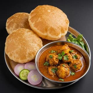 Poori + Chicken Curry