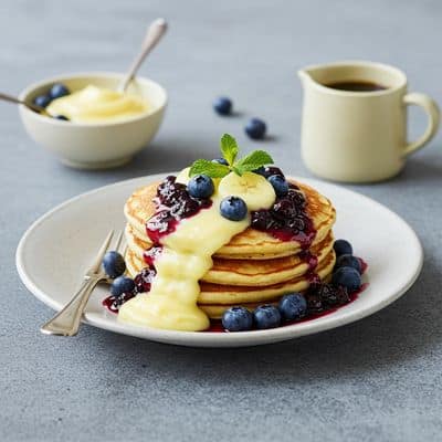 Vanilla Custard & Bluberry Pancakes