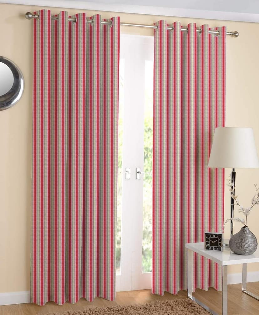 AIRWILL, 100% Cotton Curtains Self Designed with The Size of 4ft in Width and 7ft Length, Eyeleted Door Curtains. Pack of 2 Pieces.