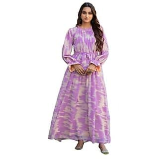SARINKU Georgette Gown Dress for Women Stylish Western Gown Long One Piece for Girls & Women