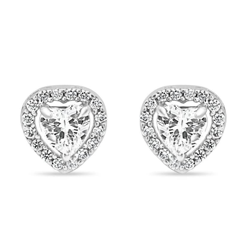Zarkan Zircon Heart Cute Silver Studs