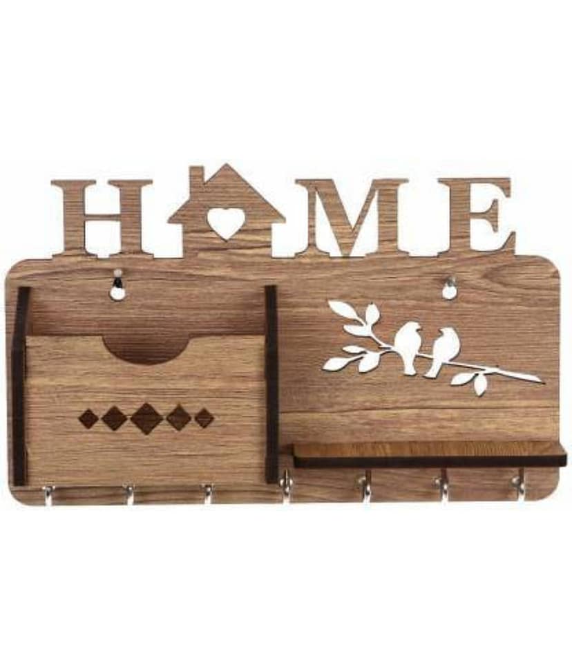 Arpita Crafts Beige Wood Key Holder - Pack of 1 view 2