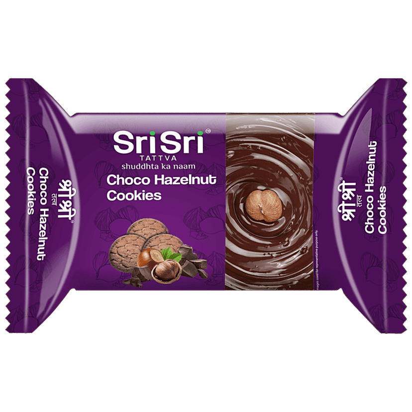 Sri Sri Tattva Choco Hazelnut Cookies - Teatime Snack, For Diet Conscious, 50 g