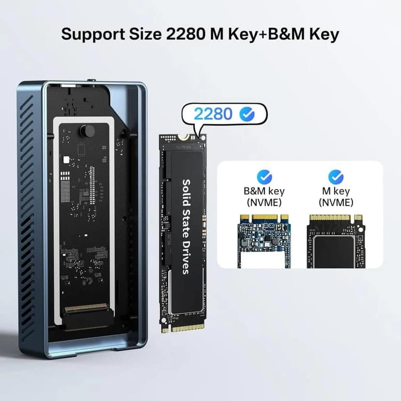ACASIS 40Gbps M.2 NVMe SSD Enclosure with Cooling Fan, TBU405Pro for M1/M2 Pro/Max, Compatible with USB4/3.2/3.1/3.0/2.0, SSD Size 2280 B+M M-Key view 4