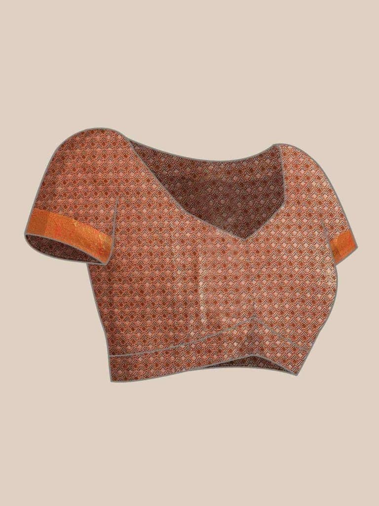Women's Brocade Soft Silk Zari Woven Saree With Unstiched Blouse Piece view 6