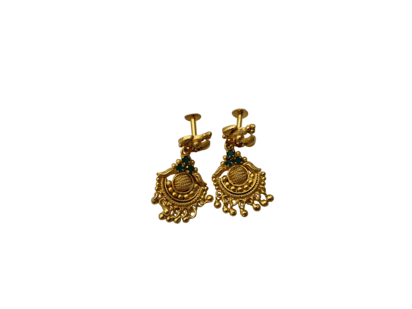 Gold Plated Indian Traditional Temple Jewellery Haram and Jhumka Earrings Set with Maang Tikka for Women view 4